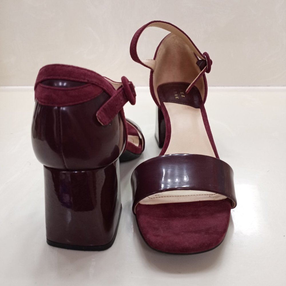 Alex Marie Halmar Ankle Strap Block 2.5" Block Heel Sandal Shoe Sz 8M Wine color